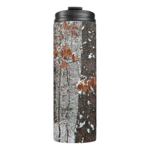 Snow Covered Oak Trees Winter Nature Photography Thermal Tumbler