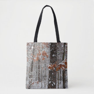 Snow Covered Oak Trees Winter Nature Photography Tote Bag