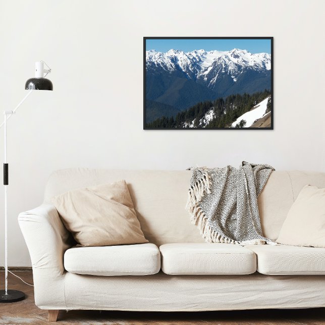 Snow Covered Olympic Mountains Landscape Poster (In Situ)