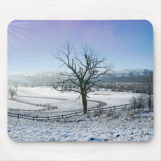 Snow Covered Ozark Hills Mouse Pad (Front)