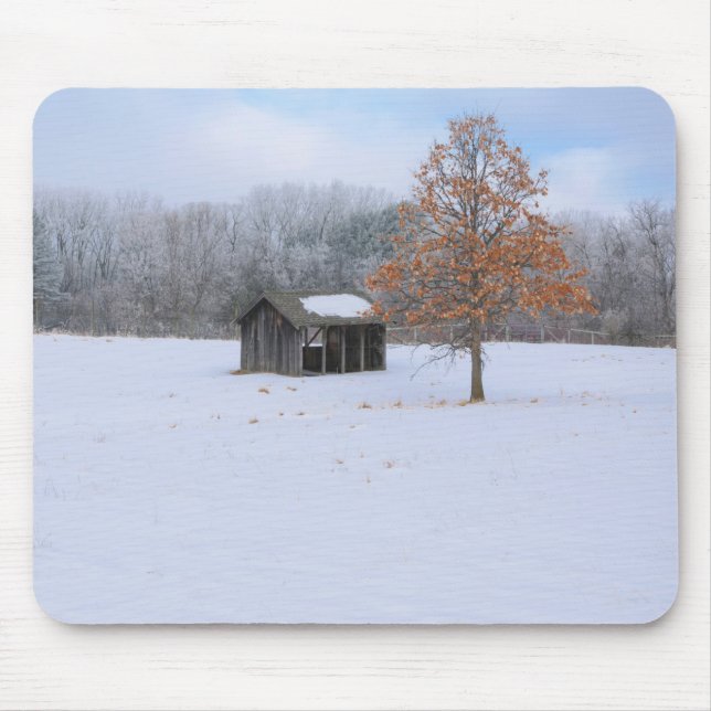 Snow Covered Paddock Mouse Pad (Front)