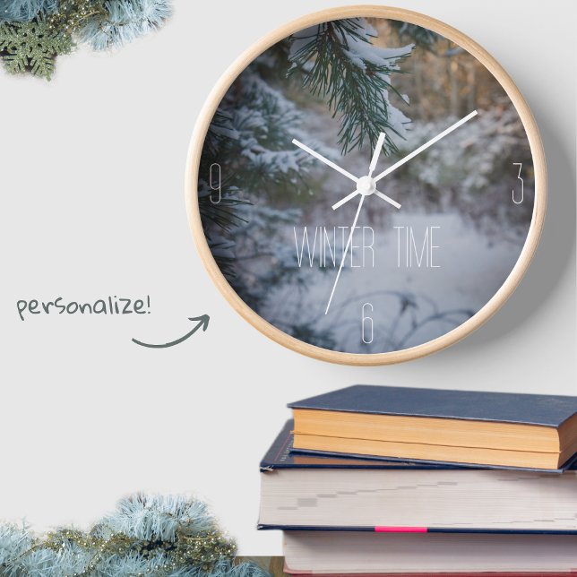 Snow-covered pine branches clock (Creator Uploaded)