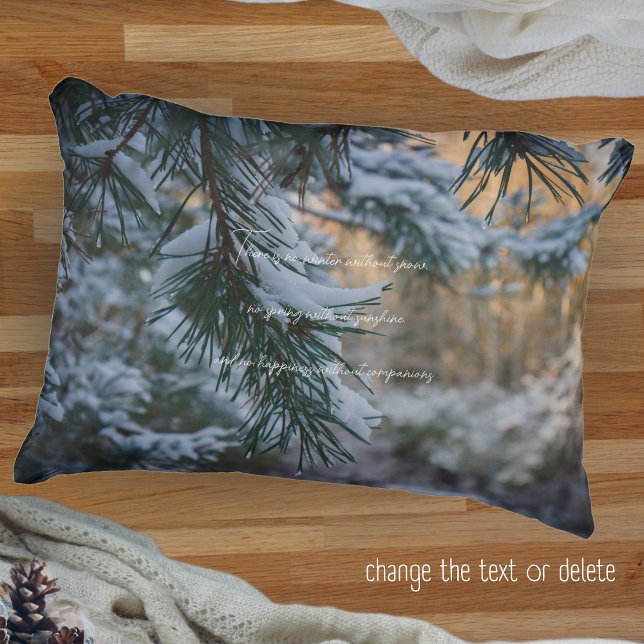 Snow-covered pine branches decorative cushion (Creator Uploaded)