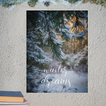Snow-covered pine branches poster<br><div class="desc">Enhance your home decor with this stunning poster featuring a close up photo of snow-covered branches in a winter forest landscape. This nature-inspired decor piece will add a touch of rustic beauty to any room. Let the tranquil beauty of nature inspire your "winter dreams" every day!</div>