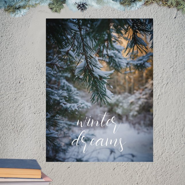 Snow-covered pine branches poster (Creator Uploaded)