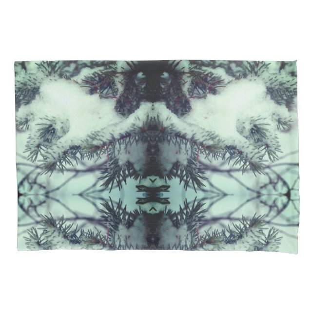 Snow Covered Pine Needles Winter Nature Abstract Pillowcase (Front)