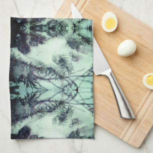 Snow Covered Pine Needles Winter Nature Abstract Tea Towel