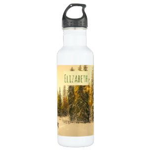 Snow Covered Pine Trees Forest Nature Photo 710 Ml Water Bottle