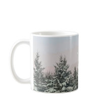 Snow Covered Pine Trees Moon Sunset