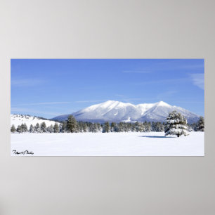 Snow Covered Prairie and San Francisco Peaks Poster
