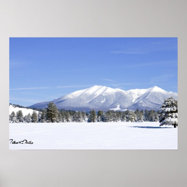Snow Covered Prairie & San Francisco Peaks Arizona Poster (Front)