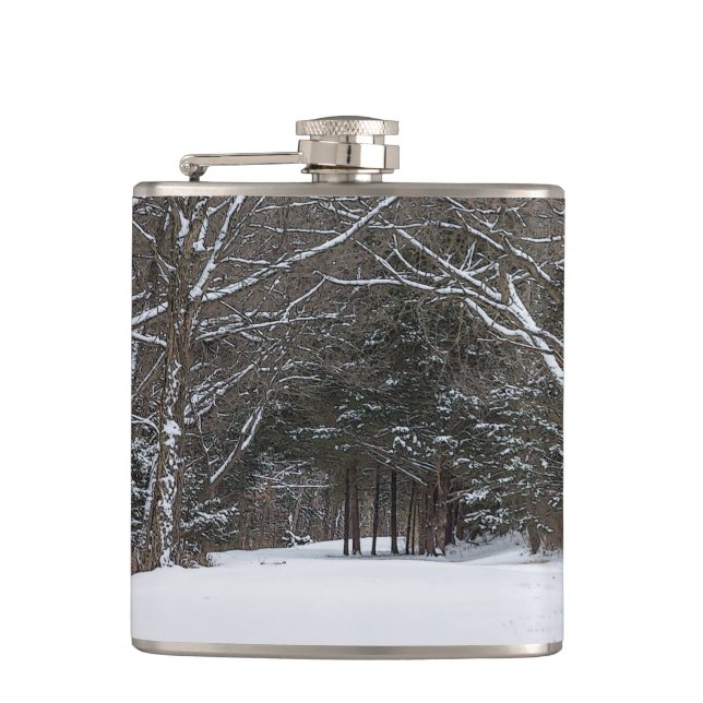 Snow Covered Road Painterly Flask (Front)