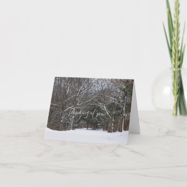 Snow Covered Road Painterly Thinking Of You Card (Front)