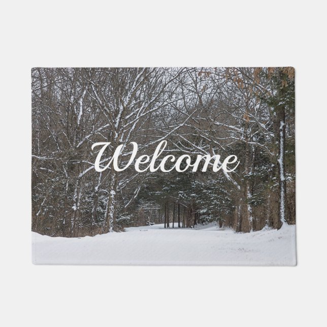 Snow Covered Road Painterly Welcome Doormat (Front)