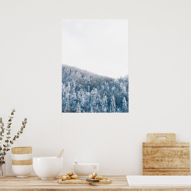 Snow covered spruce winter forest poster (Kitchen)