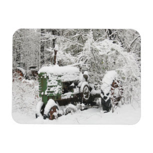 Snow-covered Tractor Magnet