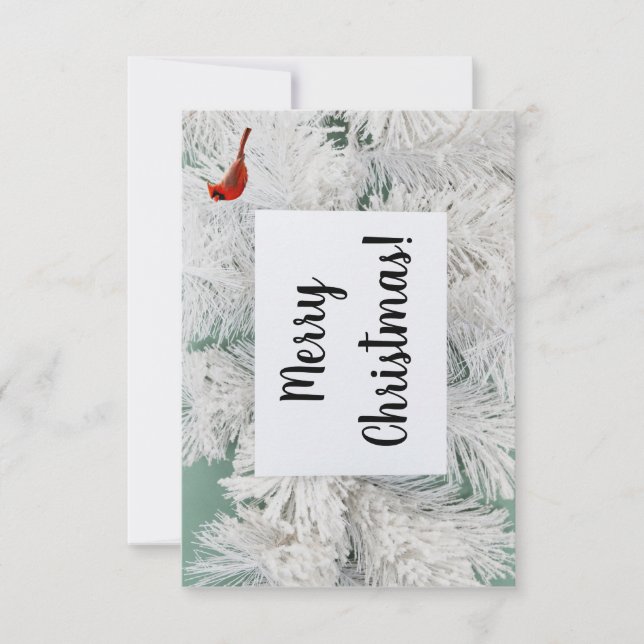 Snow Covered Tree Custom Christmas Card (Front)