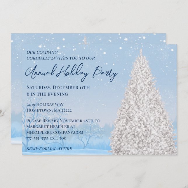 Snow Covered Tree Holiday Party Invitation (Front/Back)