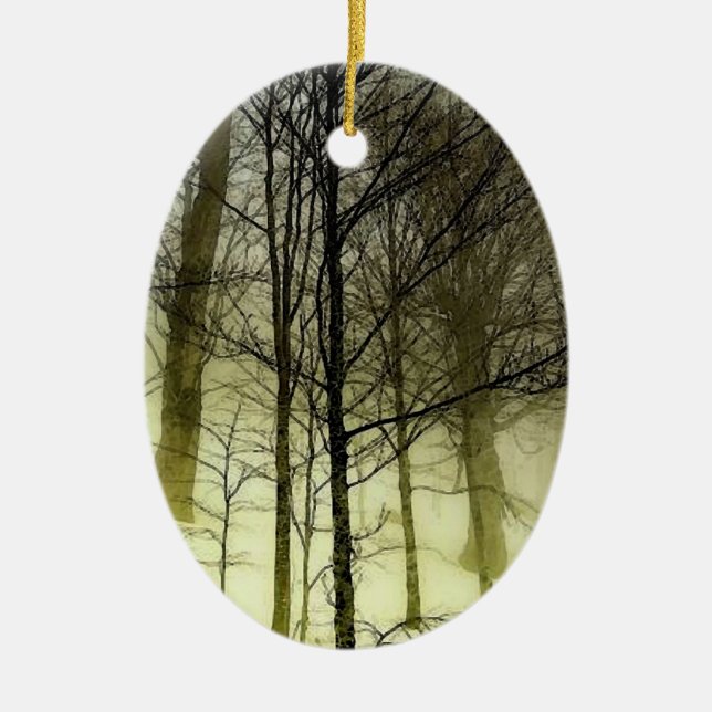 Snow Covered Trees Ceramic Tree Decoration (Front)