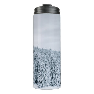 SNOW COVERED TREES DURING DAYTIME THERMAL TUMBLER