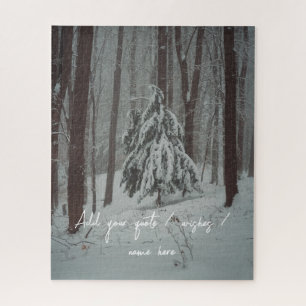 Snow-covered trees in the misty winter forest jigsaw puzzle