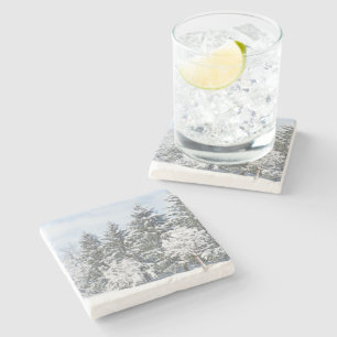 SNOW-COVERED TREES/ MARBLE STONE COASTER