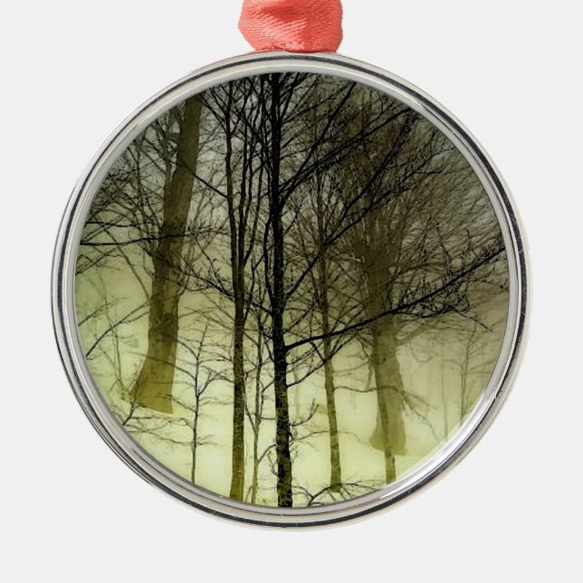 Snow Covered Trees Metal Tree Decoration (Front)