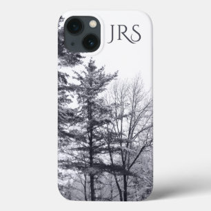 Snow-covered Trees with Monogram iPhone 13 Case