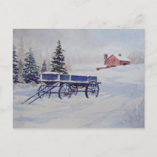 Snow Covered Wagon- postcard