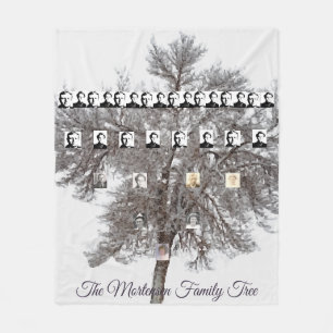 Snow-Covered Winter Tree Vectorized Family Photos  Fleece Blanket