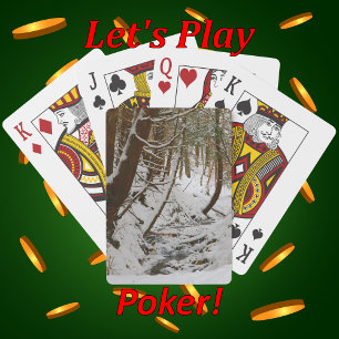 Snow Covered Wintery Forest Stream Scene Playing Cards