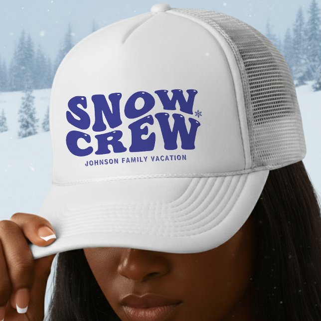 Snow Crew Winter Family Vacation Trip Blue Trucker Hat (Snow Crew Winter Family Vacation Trip Blue Trucker Hat
)