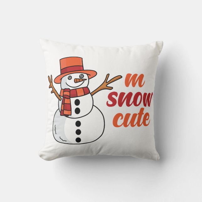 Snow Cute Throw Pillow (Front)