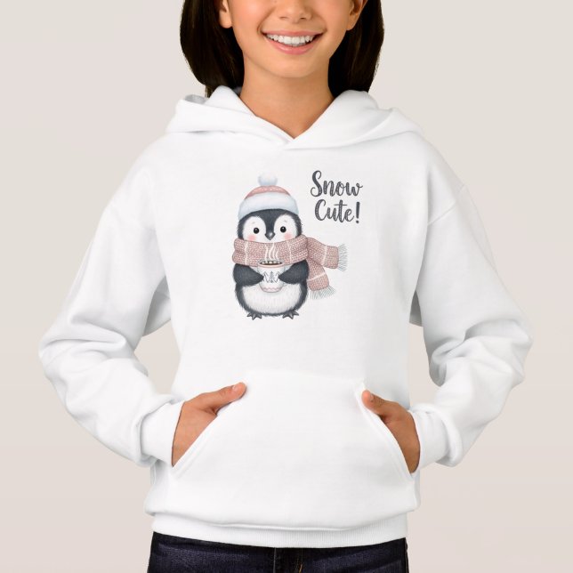 "Snow Cute!" Winter Penguin with Cocoa Mug (Front)