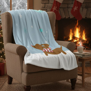 Snow Dachshund Wiener Wonderland Blanket Fleece