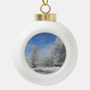 Snow Day Ceramic Ball Christmas Ornament