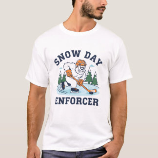 Snow Day Enforcer Abominable Snowman Hockey Player T-Shirt