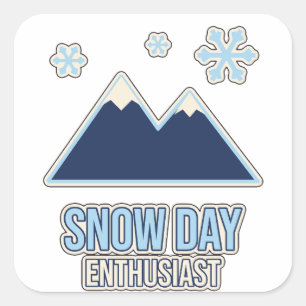 Snow Day Enthusiast Minimal Winter Snowflake Square Sticker