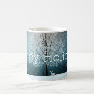Snow Day, Snow Covered Tree, Bunny Coffee Mug