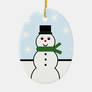 Snow Day Snowman Oval Ornament