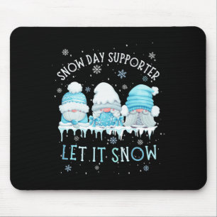 Snow Day Supporter Let It Snow Cute Blue Gnome Xma Mouse Pad