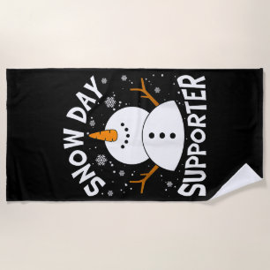 Snow Day Supporter Snowflake Funny Teacher Christm Beach Towel