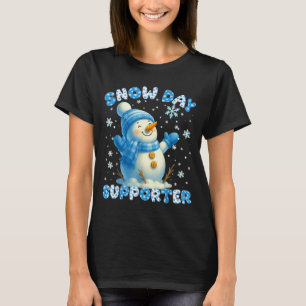 Snow Day Suprter Cute Snowman Snowflake Christmas  T-Shirt