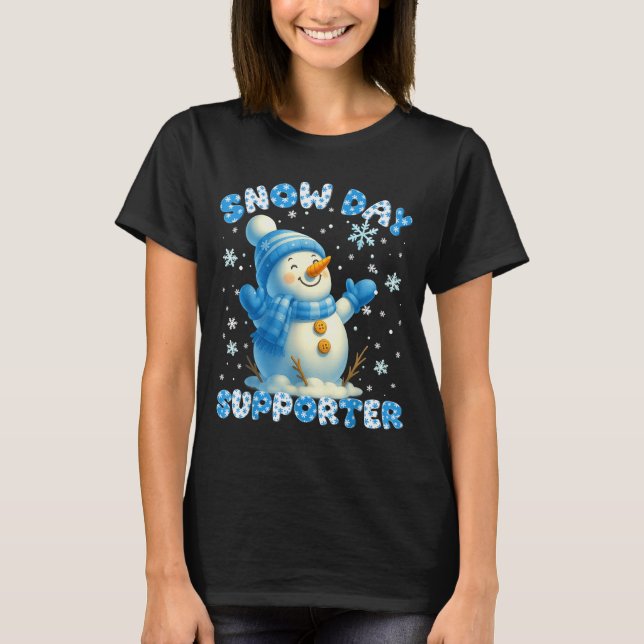 Snow Day Suprter Cute Snowman Snowflake Christmas  T-Shirt (Front)