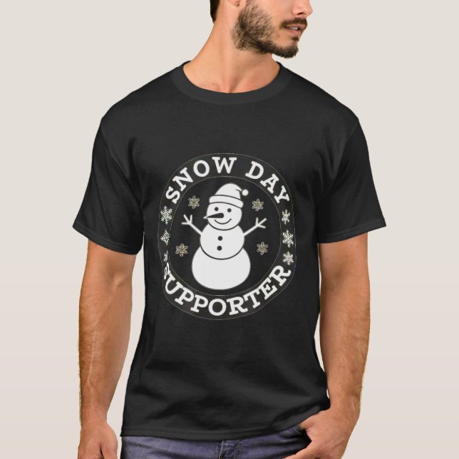Snow Day Suprter Fun Winter Snowflake Teacher Stud T-Shirt (Front)