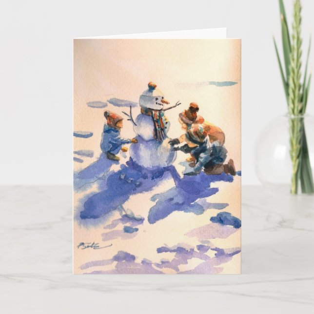 Snow Day Watercolor Greeting Card (Front)