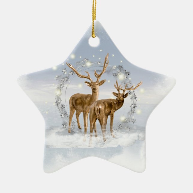 Snow Deer Christmas Ornament (Front)