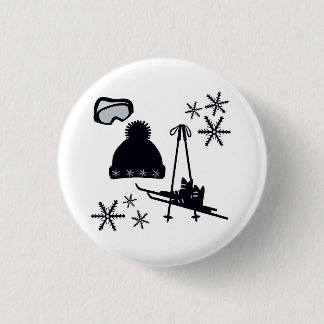Snow designs of different items 3 cm round badge