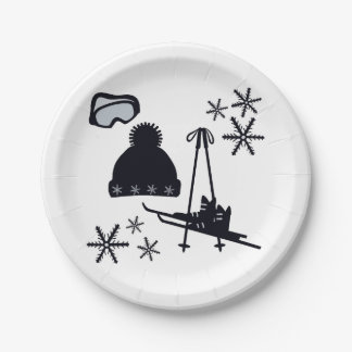 Snow designs of different items paper plate