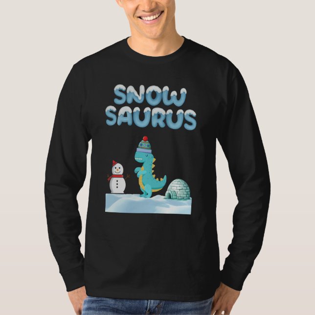 Snow dinosaur size comparison snowman and iglu sno T-Shirt (Front)